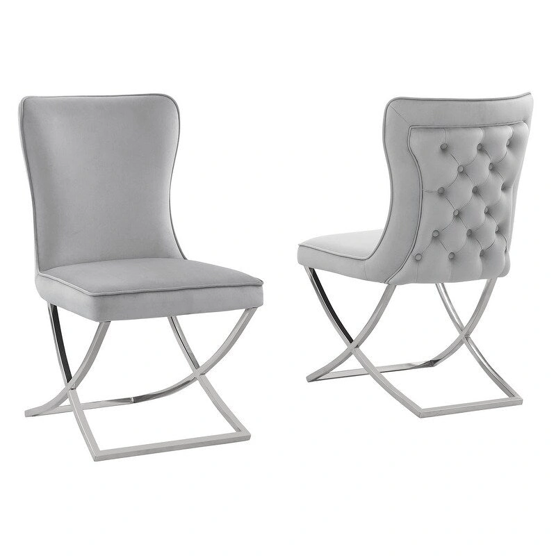 Best Master Furniture Leanne Velvet Upholstered Tufted Side Chairs - N/A