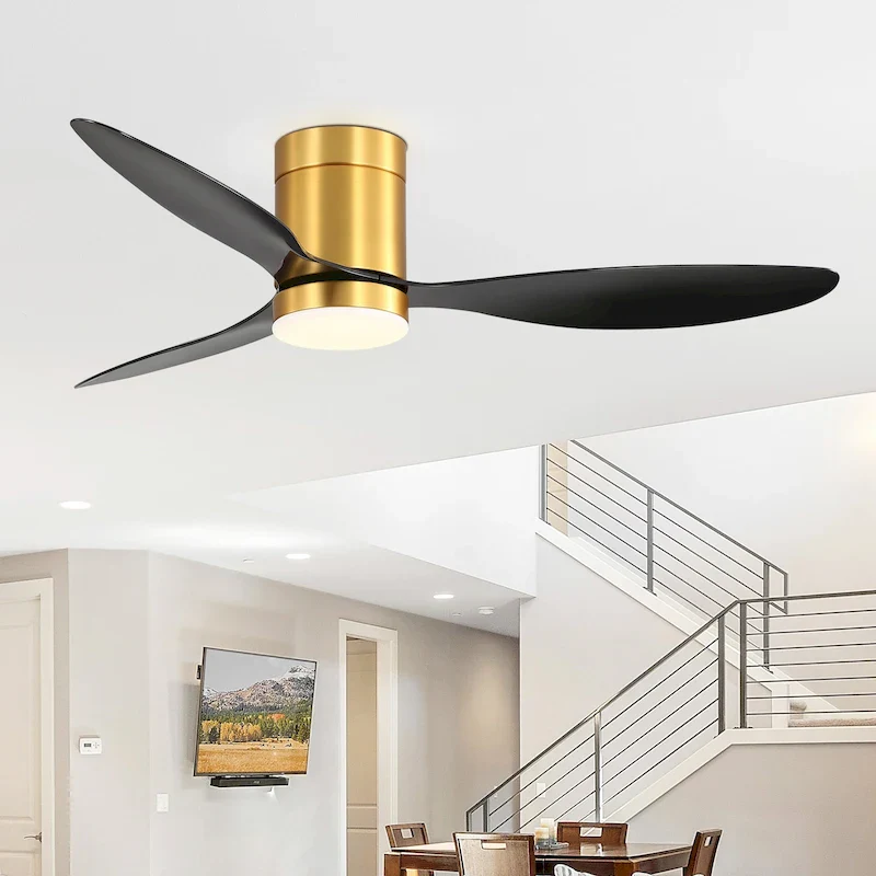 52-in LED Indoor Flush Mount Ceiling Fan with Light Remote (3-Blade)