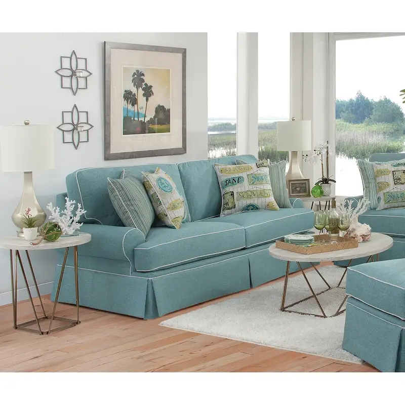 Aqua Round Arm Sofa, 3-Seater