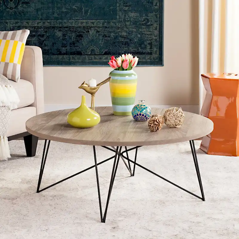 Light Brown Wood Round Coffee Table – 34