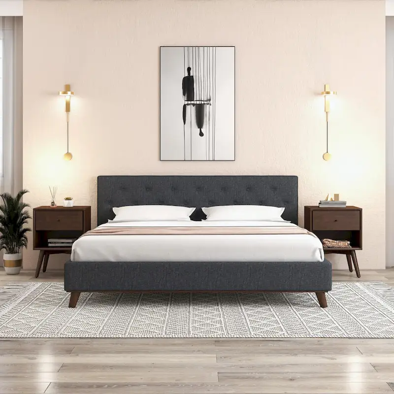 Novel Mid Century Modern Walnut Nightstand Bed Side Tables