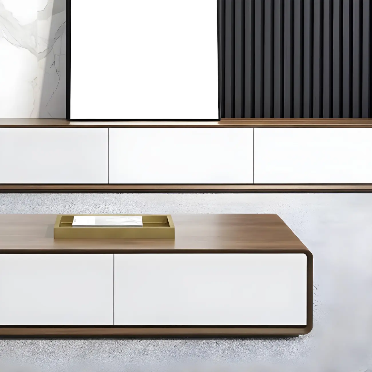 79 Brown Modern Wooden Long Drawers TV Stand