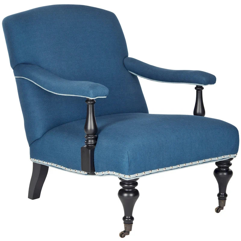SAFAVIEH Kassie Steel Blue Arm Chair - 27.6 x 36.8 x 35 - 28Wx37Dx35H