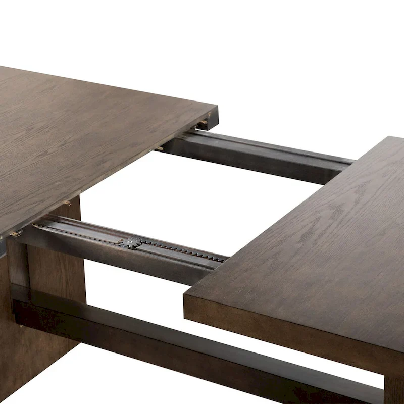 7-Piece Expandable Dining Table Set with Leaf - Solid Wood Trestle Base, 108