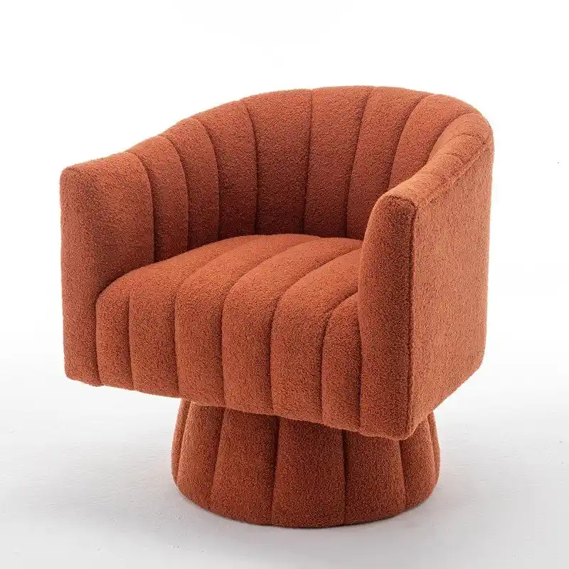 SEYNAR Modern Glam Velvet Upholstered Round Swivel Accent Barrel Chair
