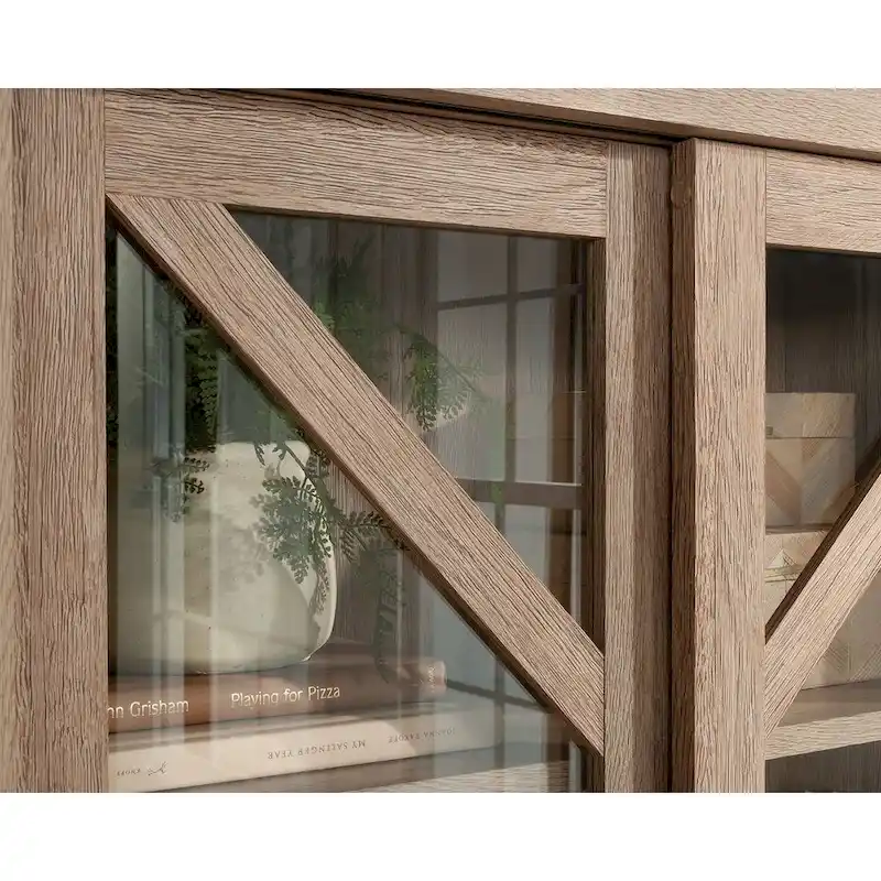 Jamocha Wood Sliding Door Bookcase with File Drawer – Letter Size