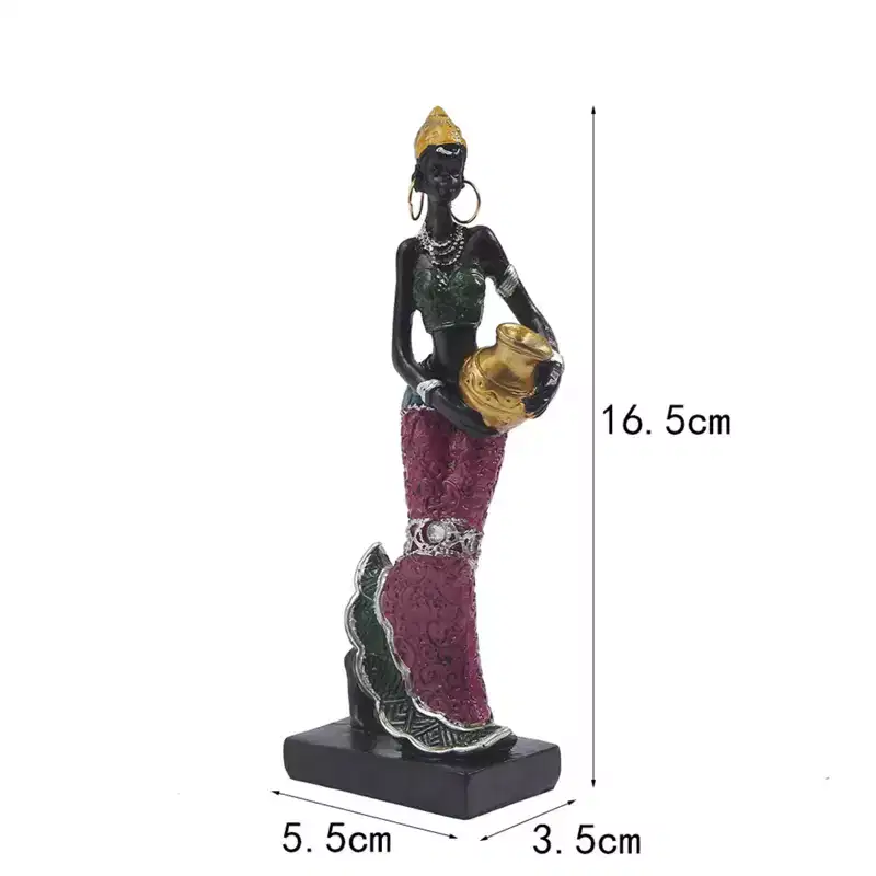 NotArt Exotic African Lady Resin Figurine - 16.5cm Handcrafted Sculpture in Floral Attire with