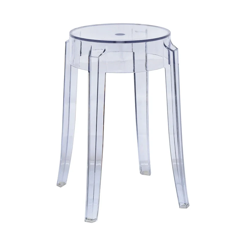 LeisureMod 18 in. High Backless Acrylic Counter Stool with Round Seat and Foot Rest - 18.1
