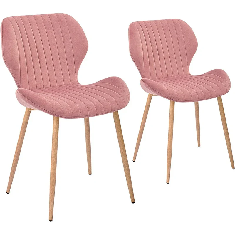 Modern Upholstered Dining Chairs with Metal Legs, Set of 2, Brown