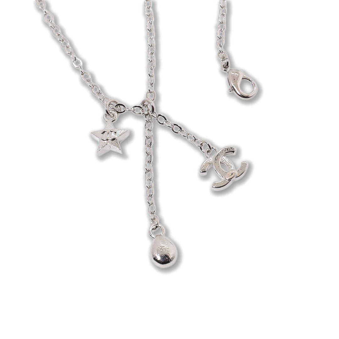 CCN343 Chanel crystal cc logo star tassel necklace - ccjewelryacc