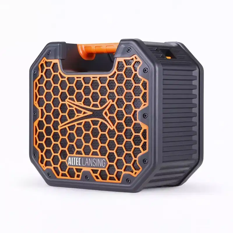 Altec Lansing TOUGHBOXX Bluetooth Speaker, 70W Peak Power, IPX5 Waterproof, 18Hr Playtime, Party Sync 100+ Units, FM Radio, USB-C & Mic In