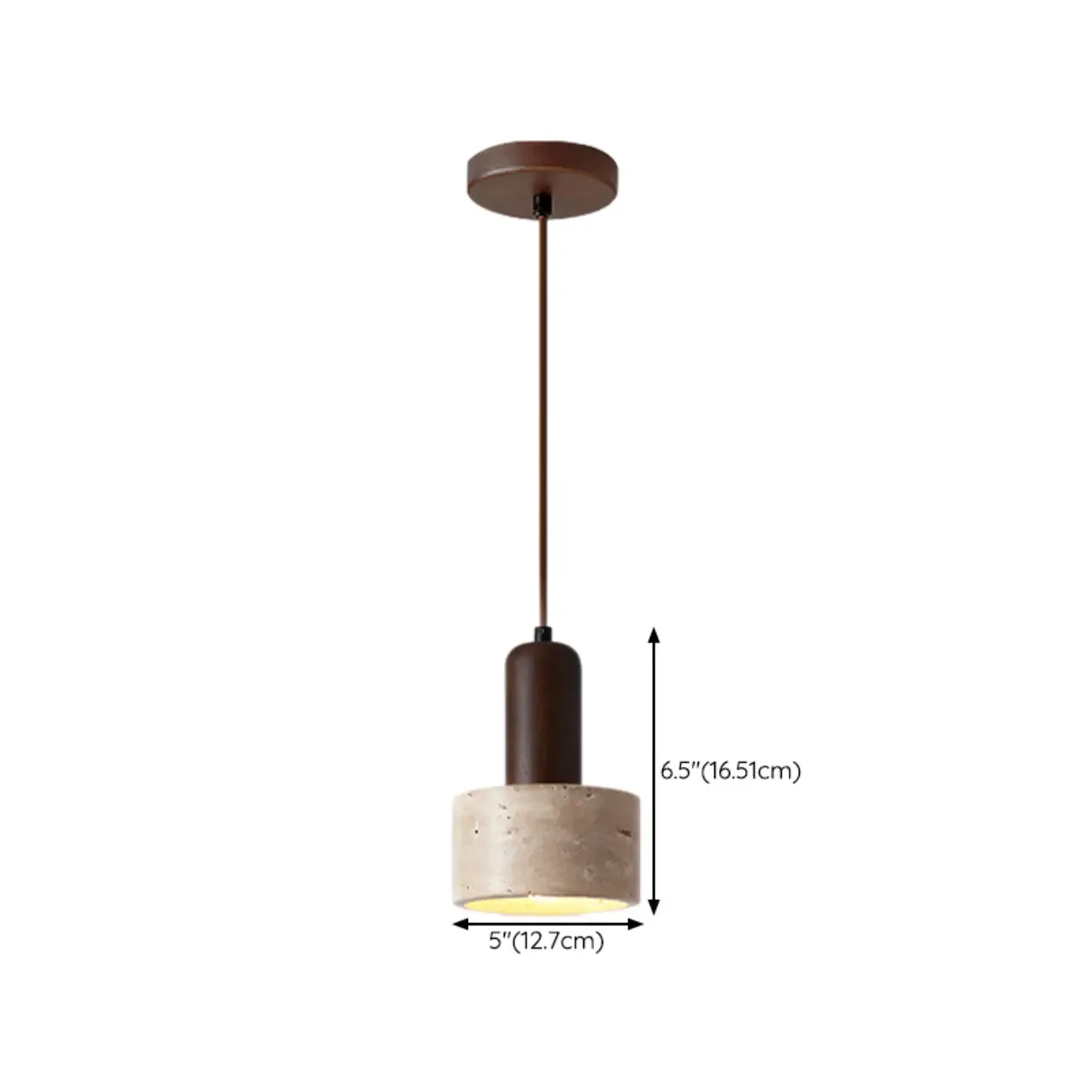 Cylinder Wood Stone Rope Bedside Pendant Light