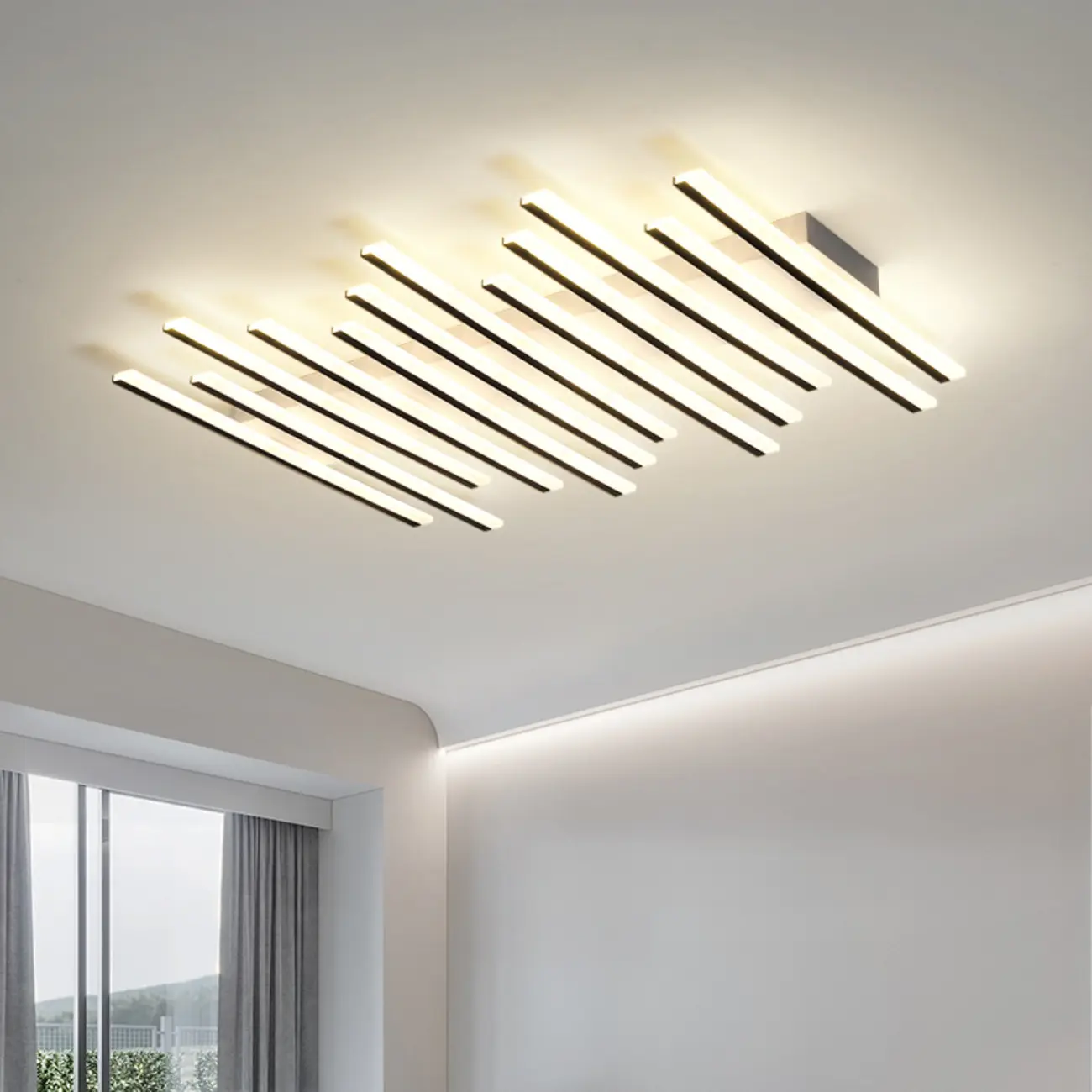 Geometric LED Semi Flush Ceiling Light with Acrylic Shade