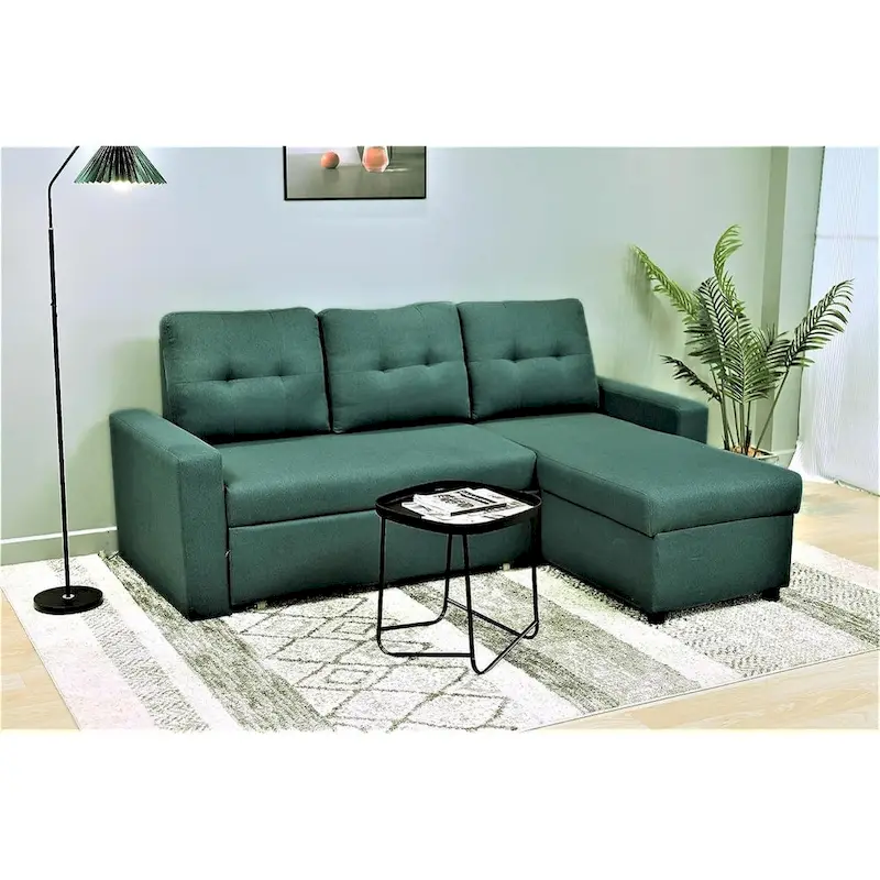 US Pride Furniture 79.92 inch Convertible L-Shaped Sectional Sleeper Sofa Bed Stylish Apartment Furniture
