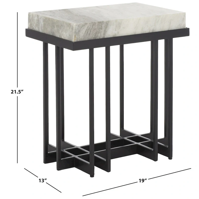 Sand Brown Marble Rectangle Accent Table, 19