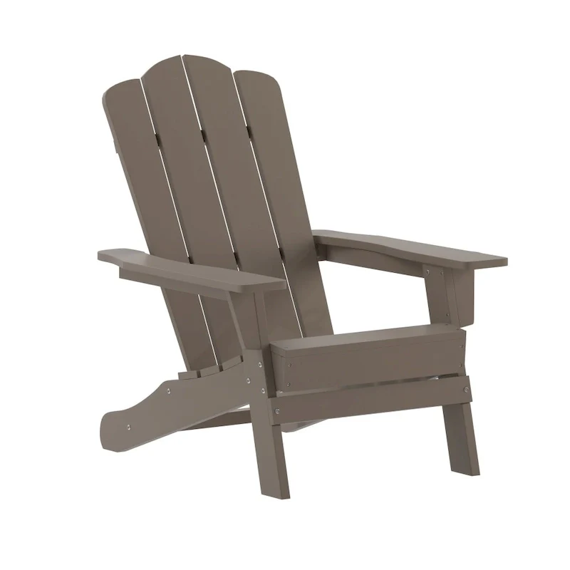 Set of 2 Commercial All-Weather Adirondack Chairs with Cupholders
