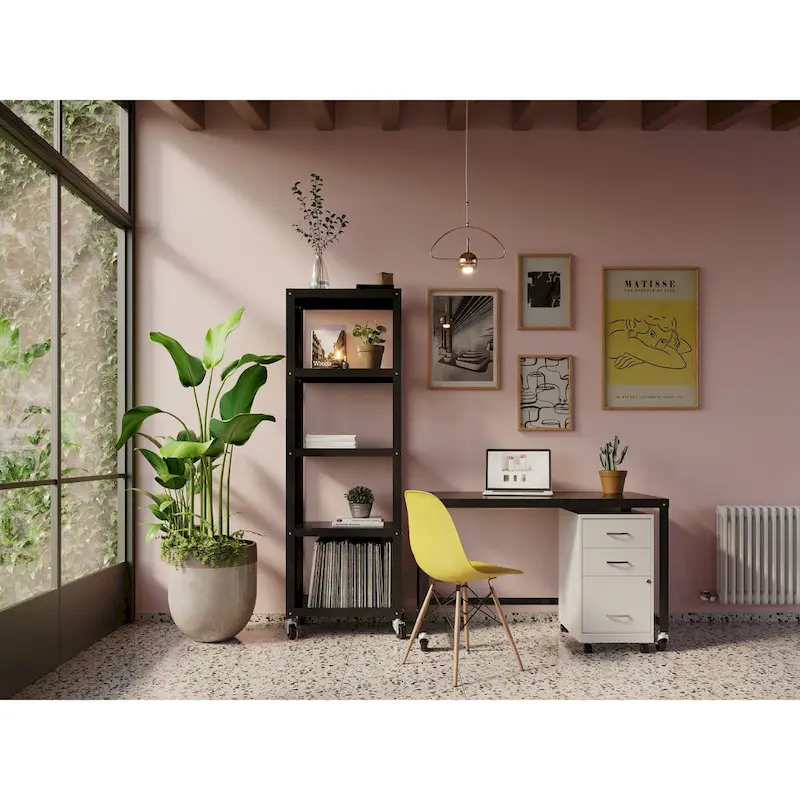 Space Solutions 18 Deep 3 Drawer Mobile Metal Cabinet, Pearl White