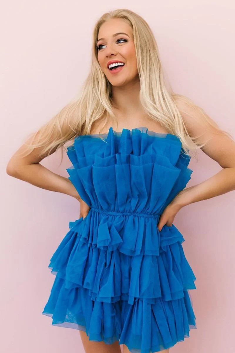 A Line Strapless Short Homecoming Dress