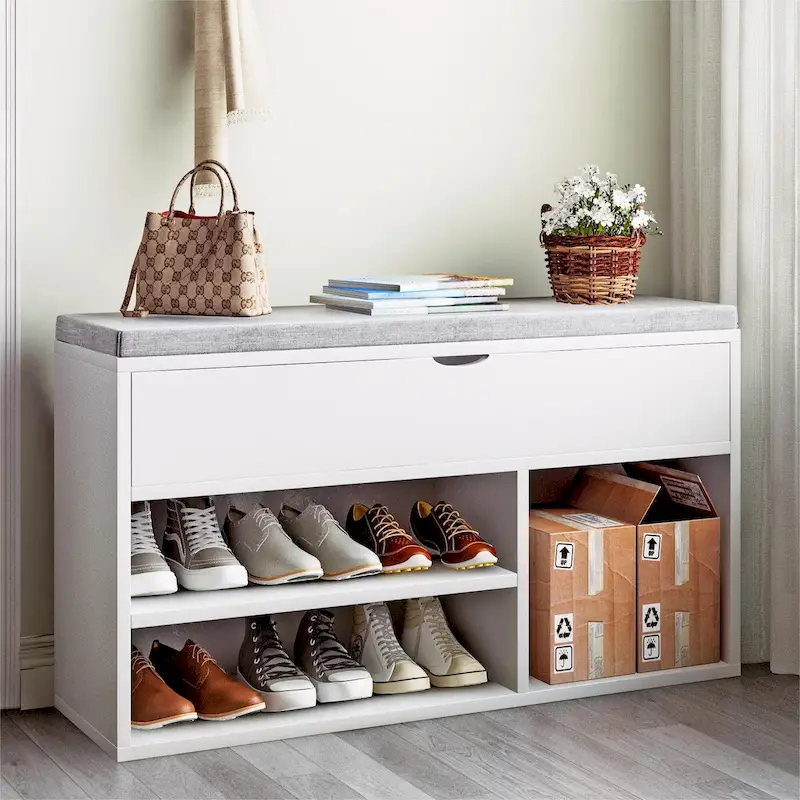 Storage Bench, Shoe Bench with Cushion
