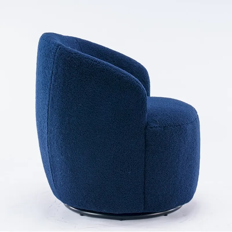 360° Swivel Barrel Accent Chair – Soft Teddy Fabric, Ergonomic Backrest