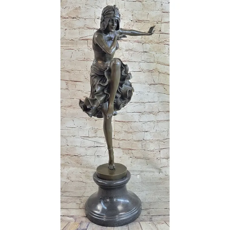 Chiparus Art Deco Bronze Female Dancer Figure Statue Sculpture 27 Inches X 10.5 Inches