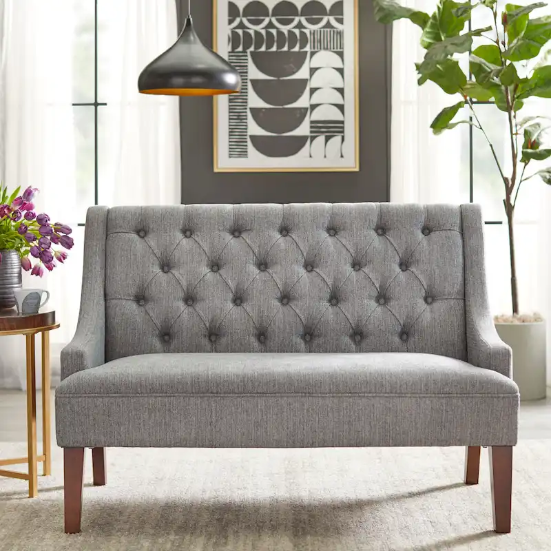 Mid-Century Tufted Loveseat – Pearl / Blue / Linen / Emerald Green / Grey, 2-Seat