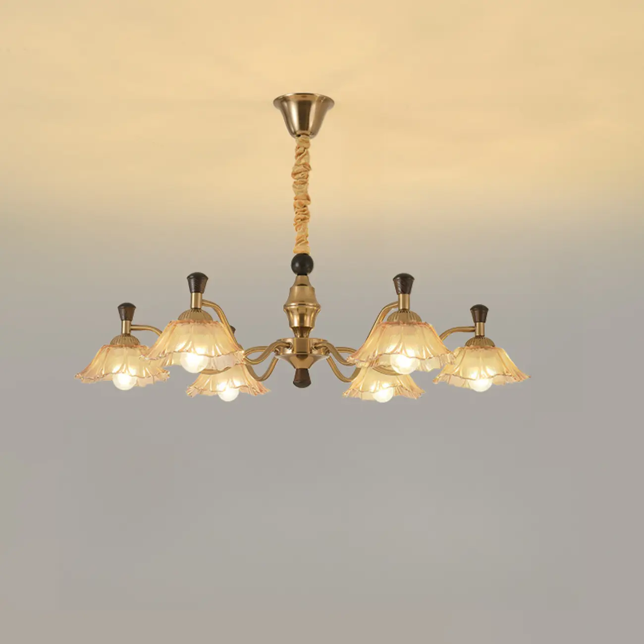 Modern Adjustable Gold Flower Glass Chandelier 6/8 Lights