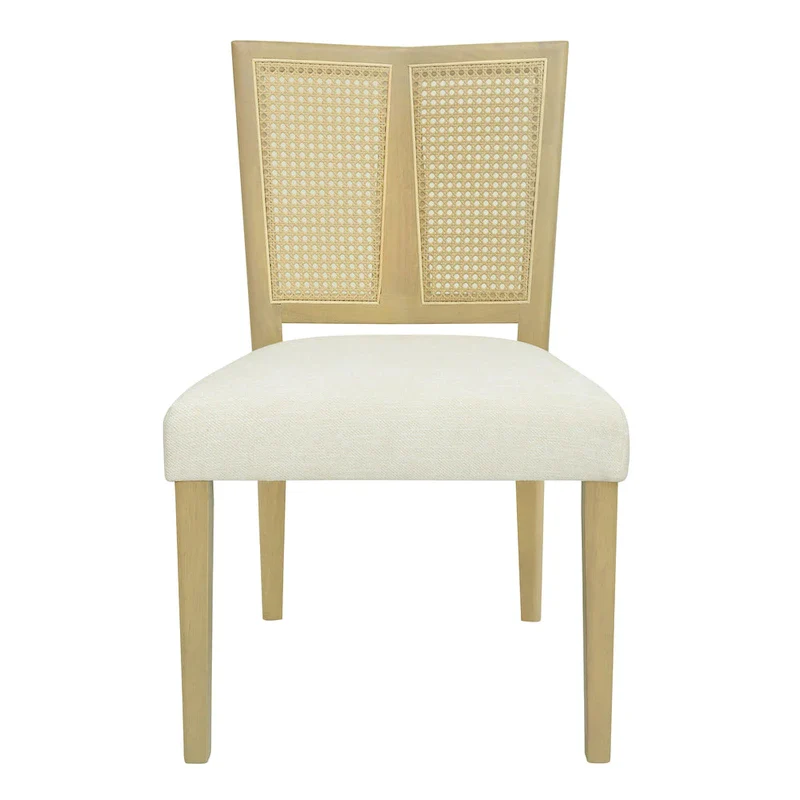 '- Oliver Mid-Century Rattan Back Upholstered Dining Chair Set of 2