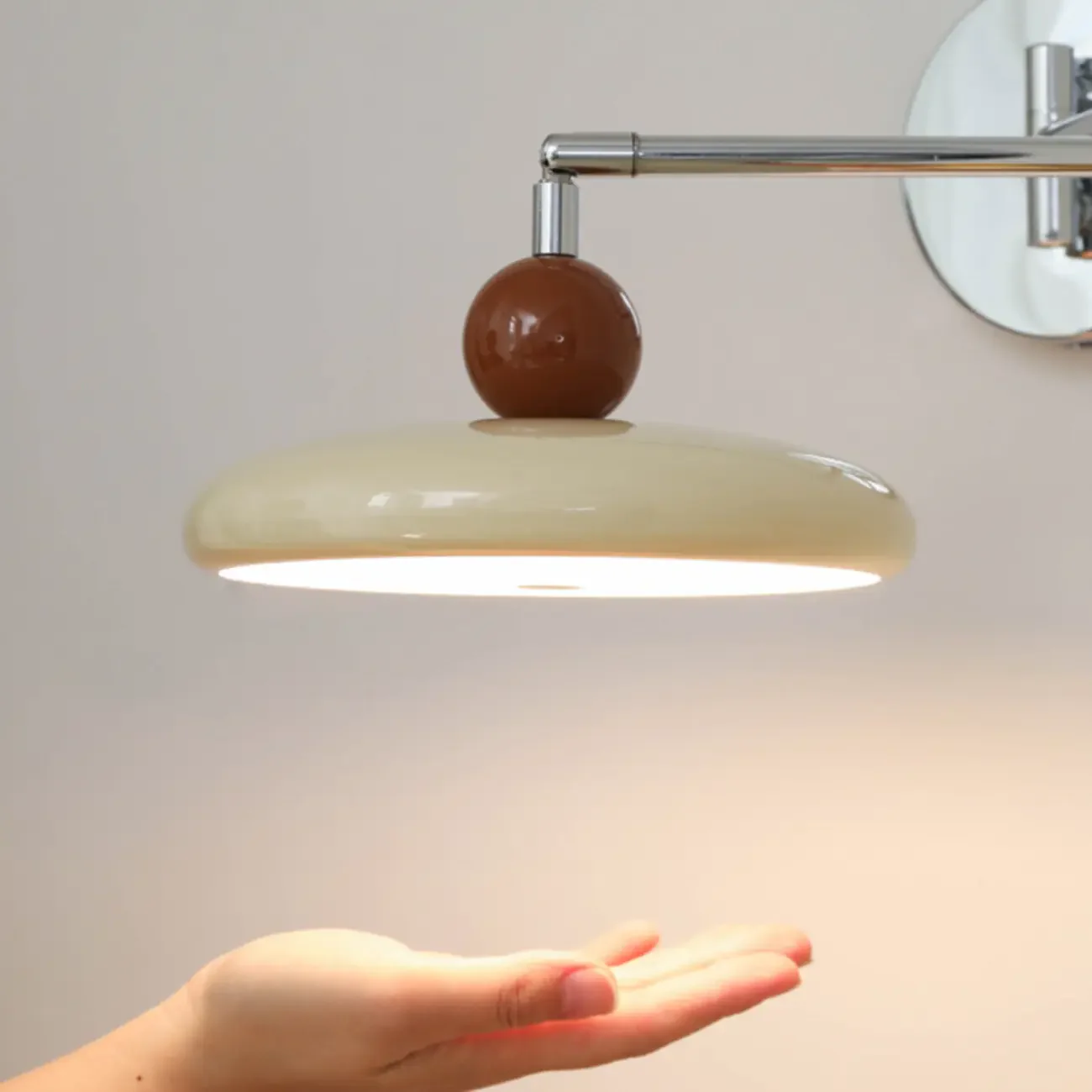 Elegant Cream Acrylic Swing Arm Wall Sconce Multi Dimming