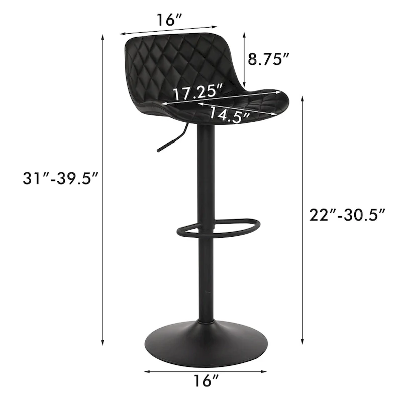 Faux Leather Adjustable Barstools Upholstered Counter Bar Pub Height Stools