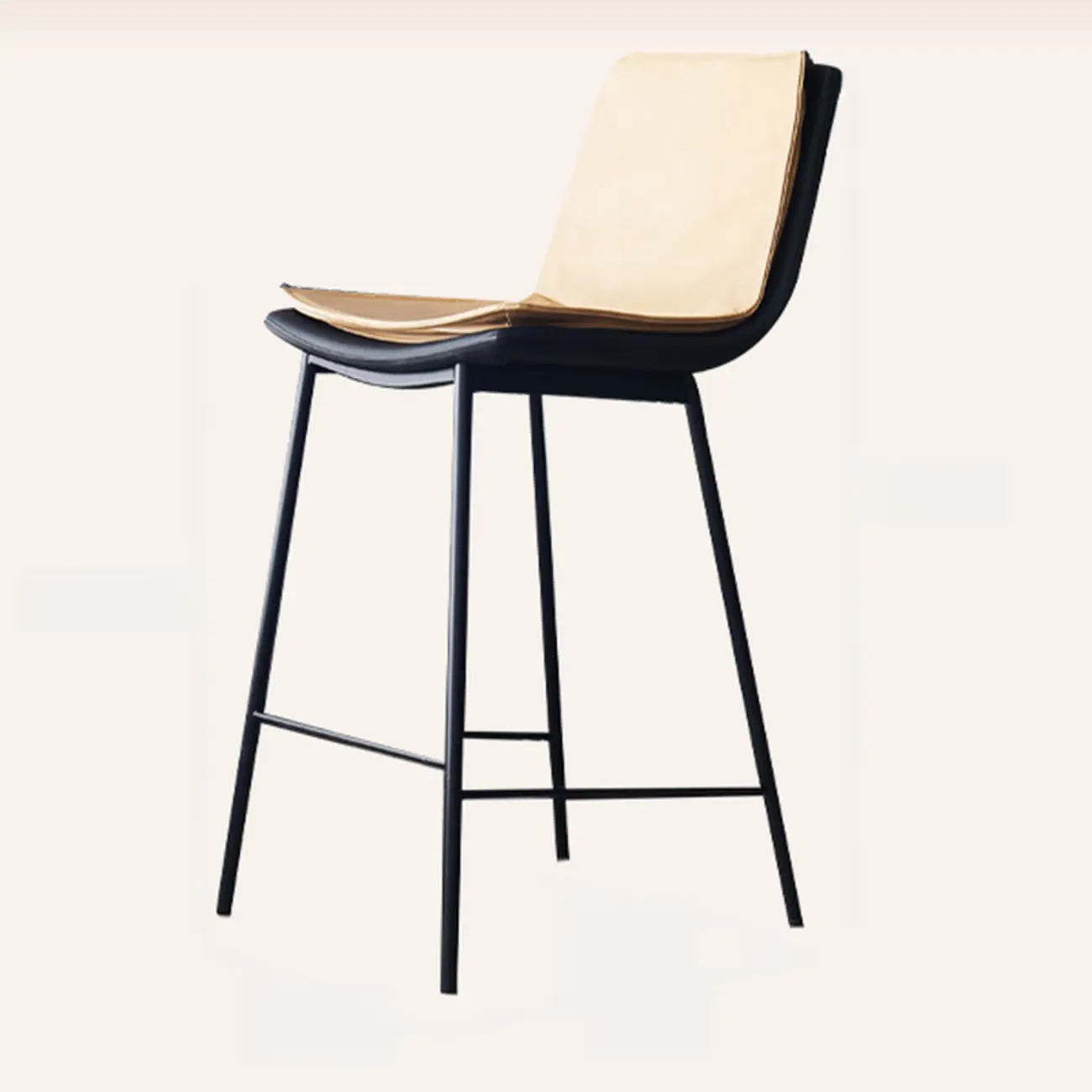 Modern Leather Counter Height Bar Stool with Back