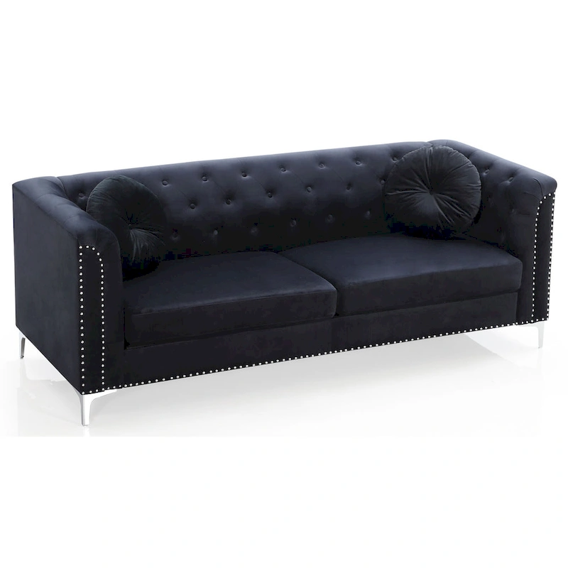 Pompano Velvet Button Tufted Sofa
