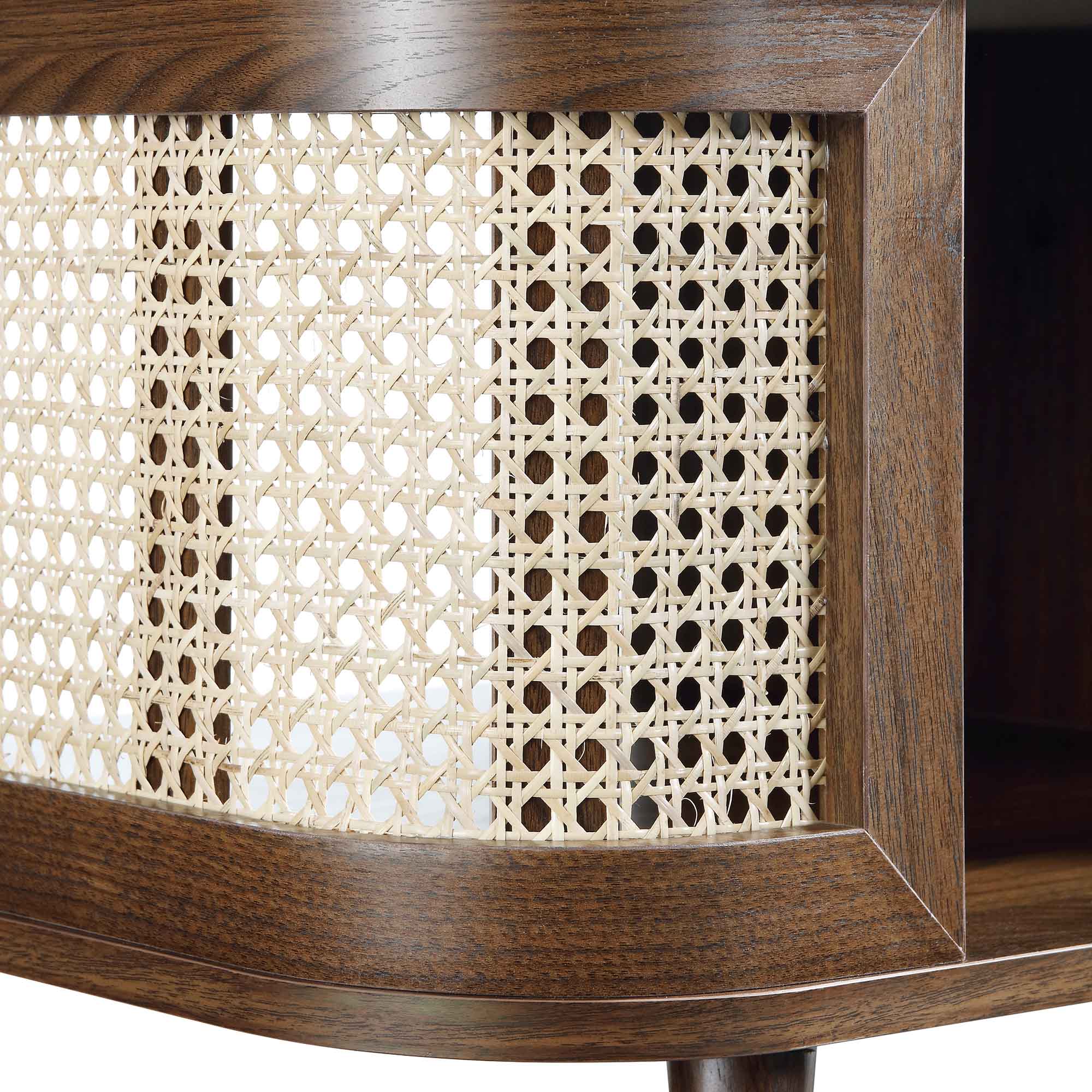 Curved Rattan Coffee Table, Walnut