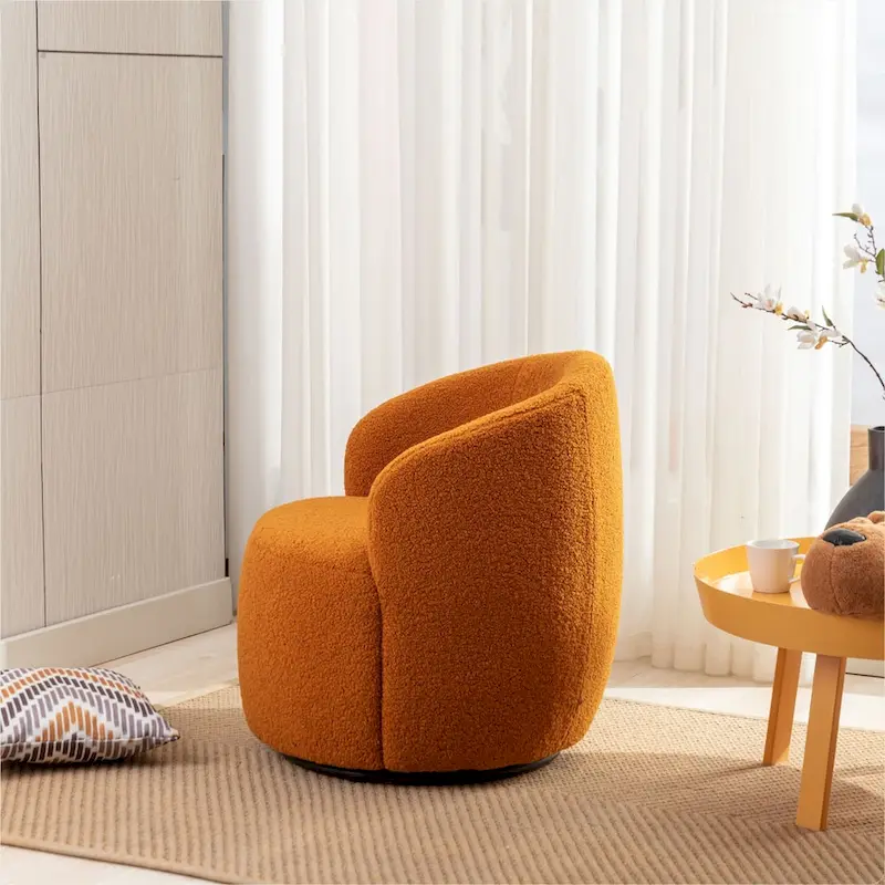 Teddy Fabric Swivel Accent Armchair Barrel Chair