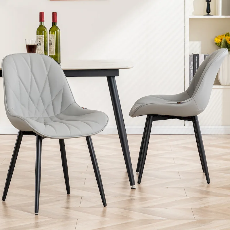Upholstered Dining Chair, Mid-Back Style, Set of 2 – Grey / White / Black / Blue / Brown / Khaki / Tan / Avocado Green / Olive Green / Greyish Green / Grey Purple