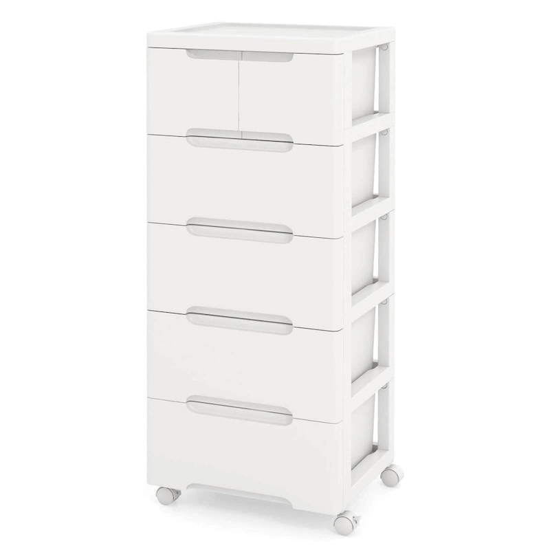 Costway 1 PCS 6-Drawer Plastic Rolling Storage Cart with 4 Universal - See Details