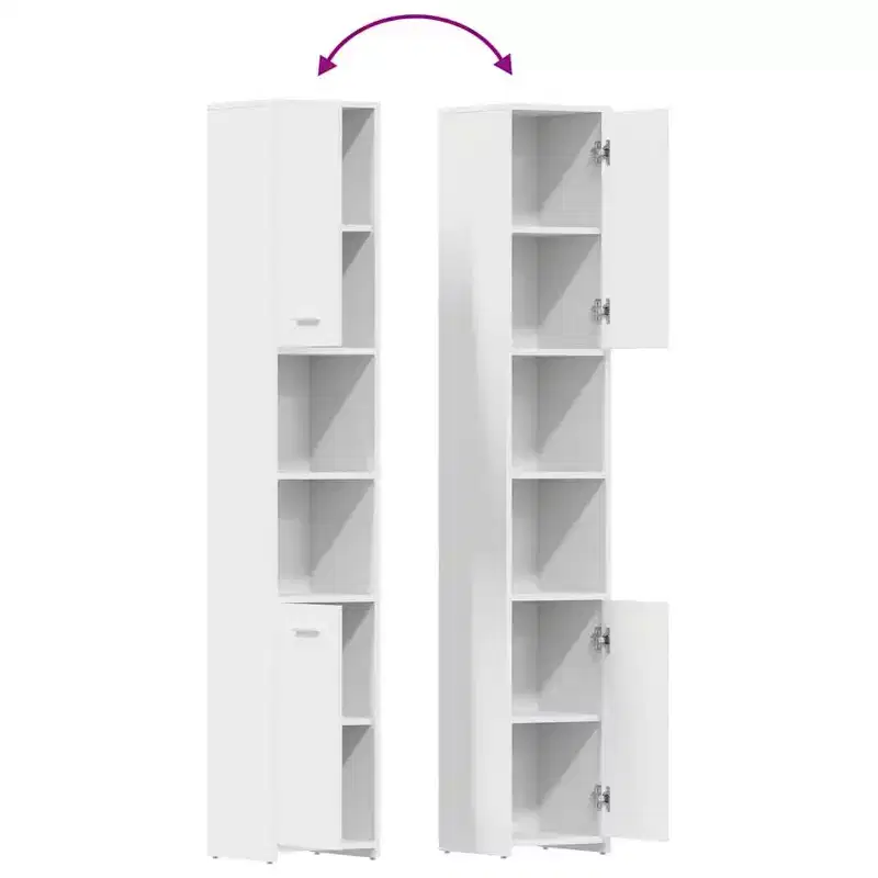 Tall Bathroom Storage Cabinet, White, 2-Door, 1-Person