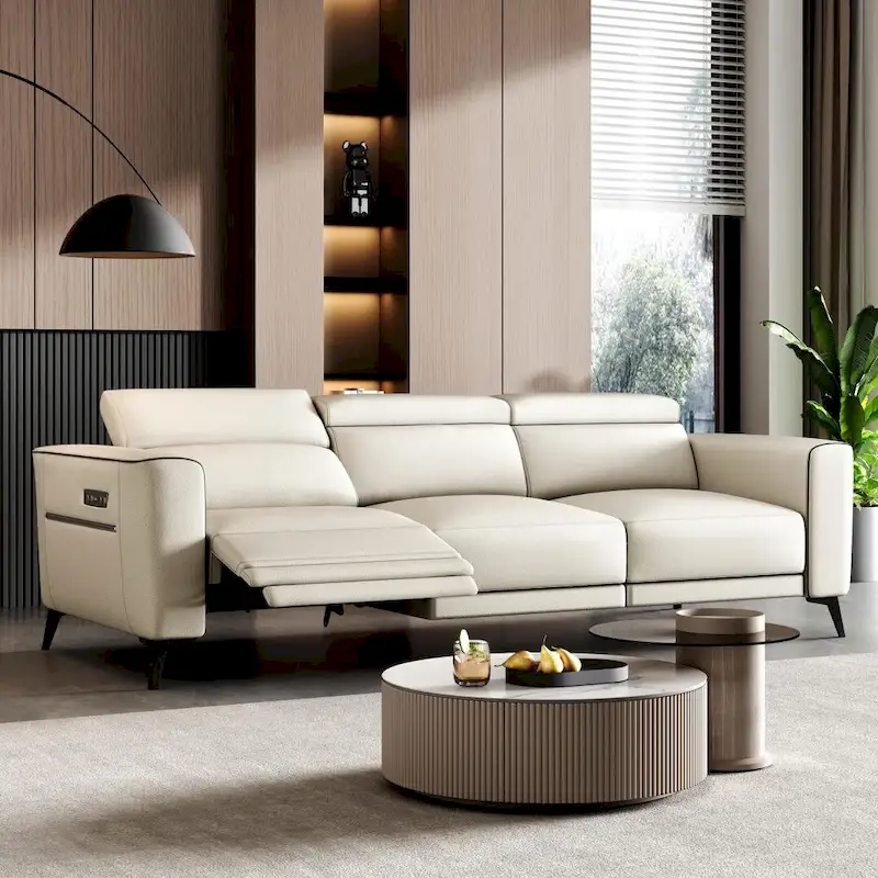 112.5 Leather Power Reclining Sofa with USB Charging Port