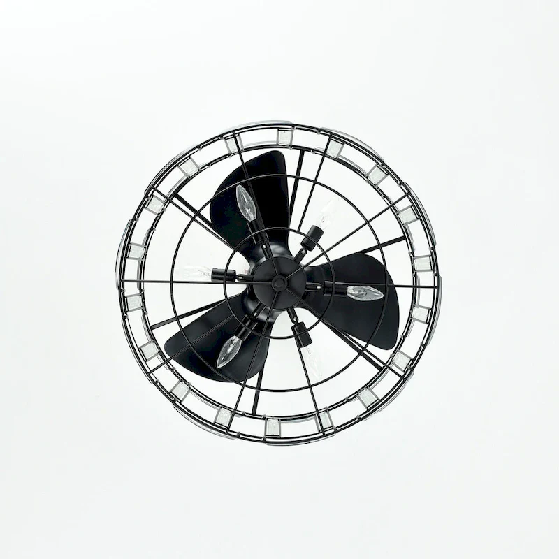 Livia 25 Inch Elegant and Glam Style Matte Black Finish Crystal Lighted Ceiling Fandelier with Remote