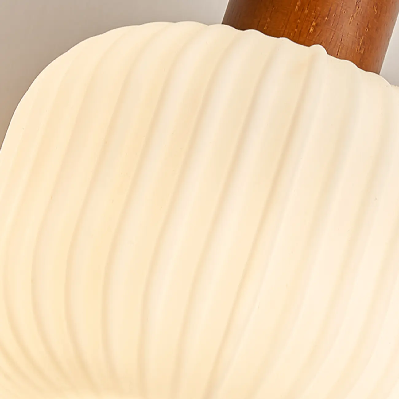 Modern White Glass Pendant Light with Solid Wood Accent