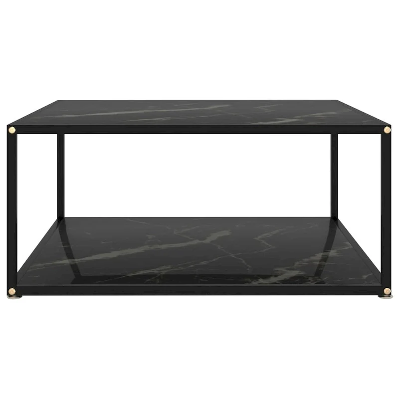 vidaXL Coffee Table Black 31.5x31.5x13.8 Tempered Glass - 31.5 x 31.5 x 13.8
