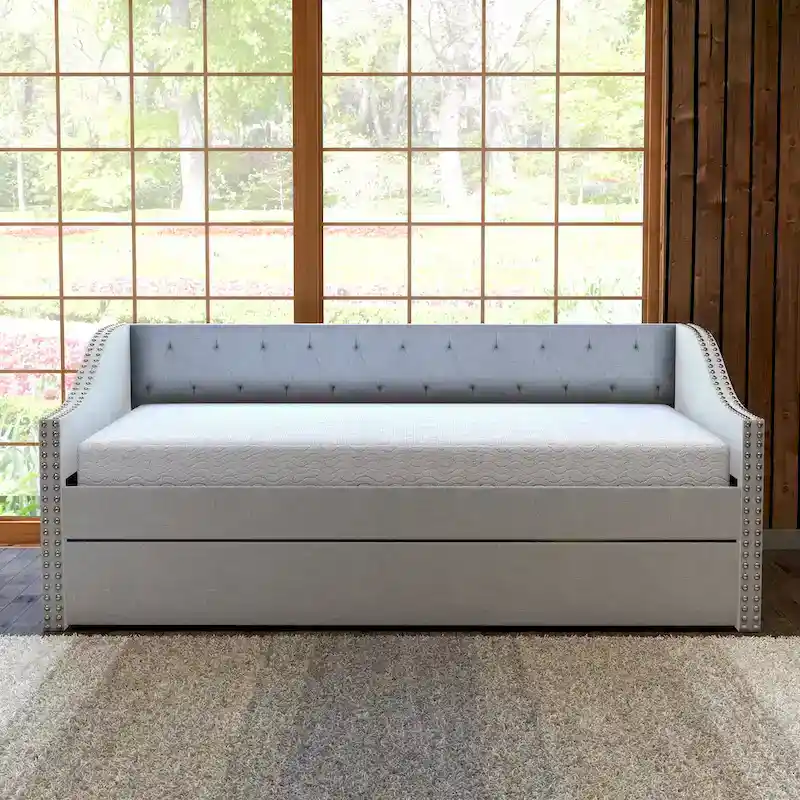 Boyd Sleep Manchester Linen Upholstered Twin Daybed with Trundle