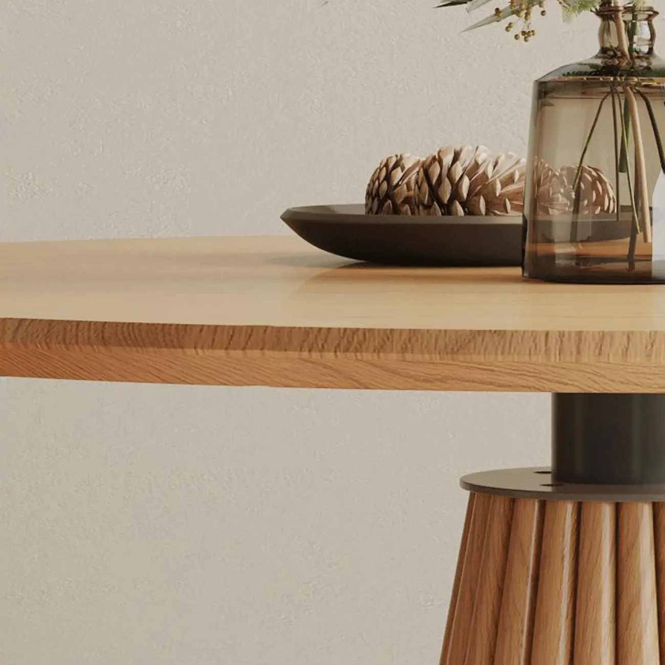 Modern Light Wood Round Dining Table