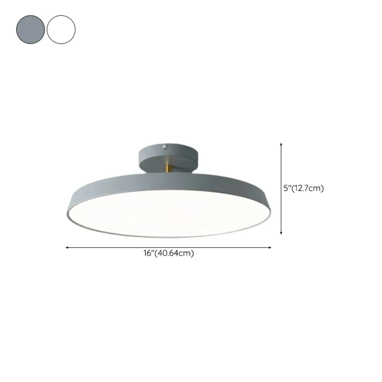 Modern Grey Round Dimmable Semi Flush LED Ceiling Light