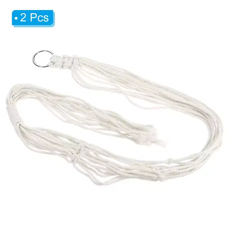 Unique Bargains Cotton Hanging Macrame Wood Plant Hangers 39.4 x 11.8 Inch White 2 Pcs