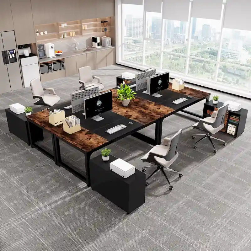 63  L-Shaped Executive Desk with 40  File Drawer Cabinet