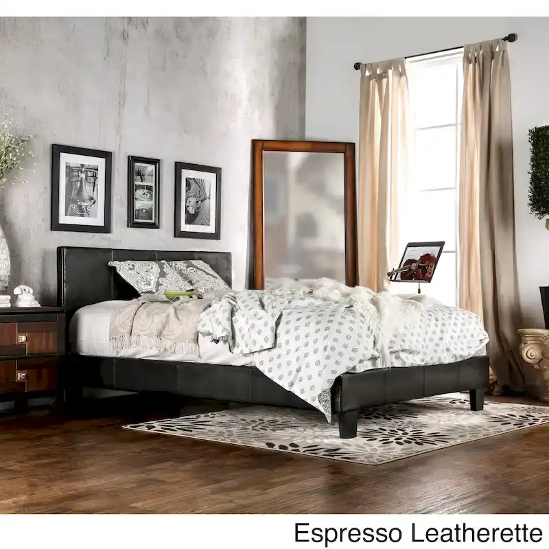 Upholstered California King Platform Bed, Tapered Legs