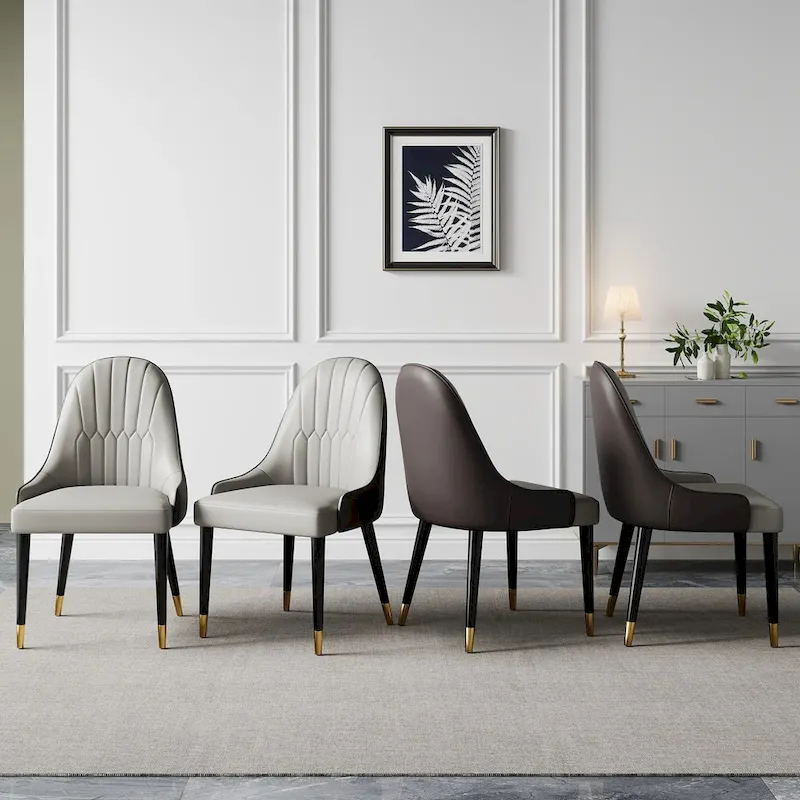 Dining Chair Modern Accent Chairs Faux Leather Side Chairs (Set of 4)