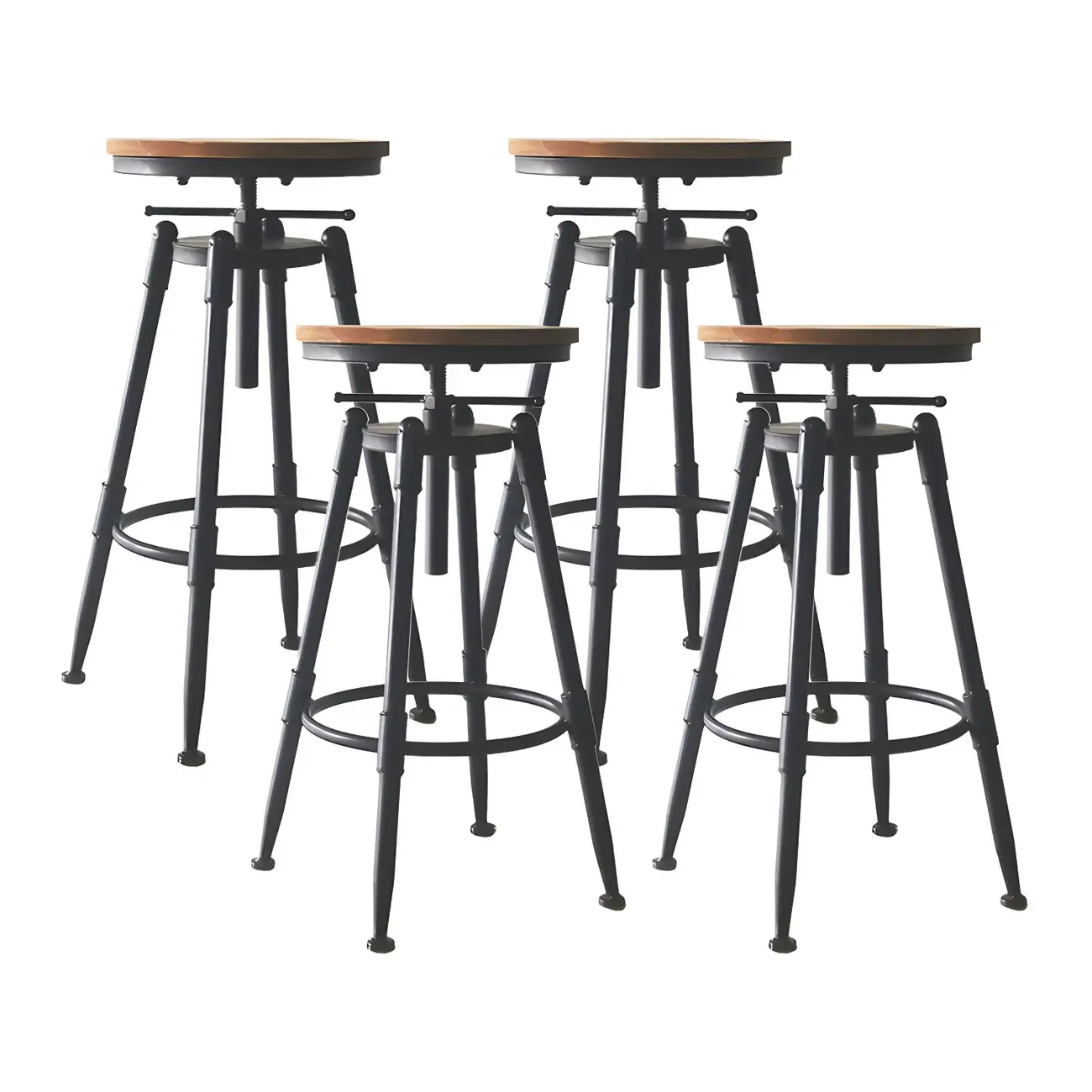 Industrial Metal Leather Swivel Bar Stools with Back