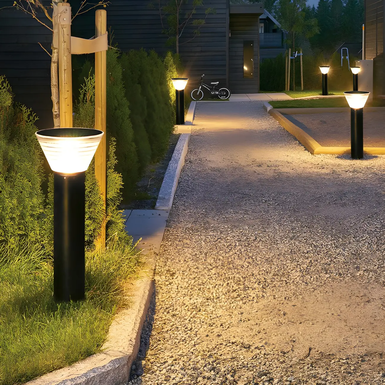 Modern Solar Pillar Conical Metal Landscape Lighting